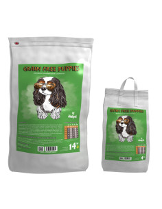 comida para cachorros con pollo y hortalizas