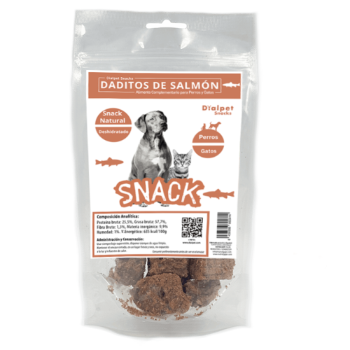 Dados Deshidratados de Carne de Salmón 60 g