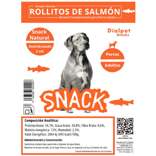 Rollito Deshidratado de Salmon Ahumado 15 cm