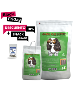 comida para cachorros con pollo y hortalizas