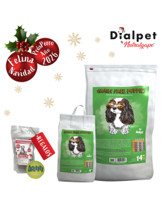 comida para cachorros con pollo y hortalizas